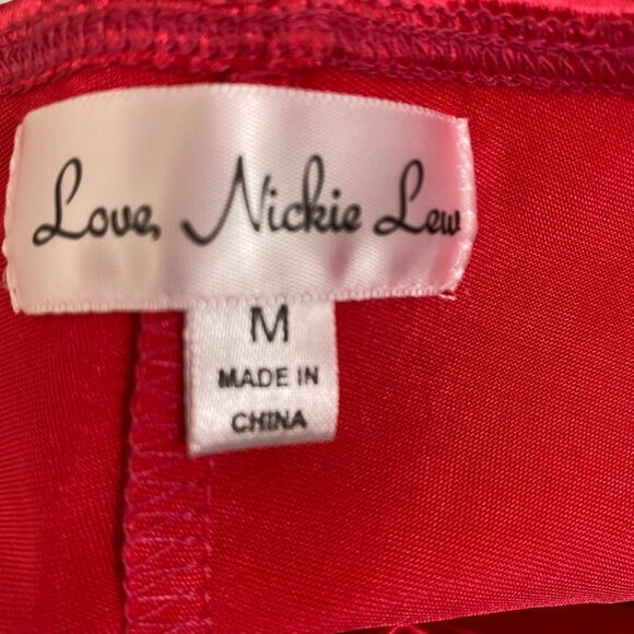 LOVE, NICKIE LEW Fuchsia Satin Mini Dress Size MEDIUM Adjustable Straps‎ NWOT - Picture 3 of 7